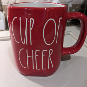 Vintage free form 16oz stoneware "Cup Of Cheer" oversized Holiday theme mug